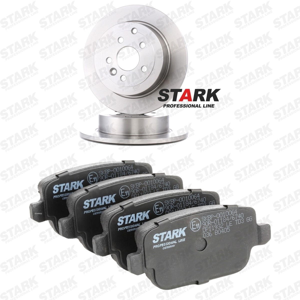 STARK SKBK-10992488: Kit de discos de freno y pastillas Eje trasero, Ø: 302,0mm, macizo