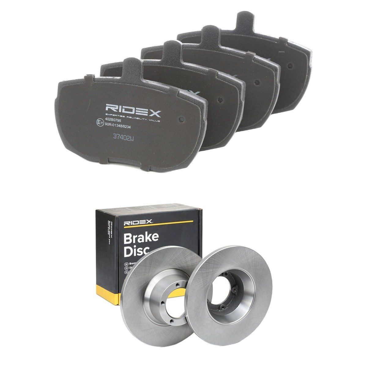 RIDEX 3405B2516: Bremsscheiben und -beläge Vorderachse, Ø: 270mm, voll