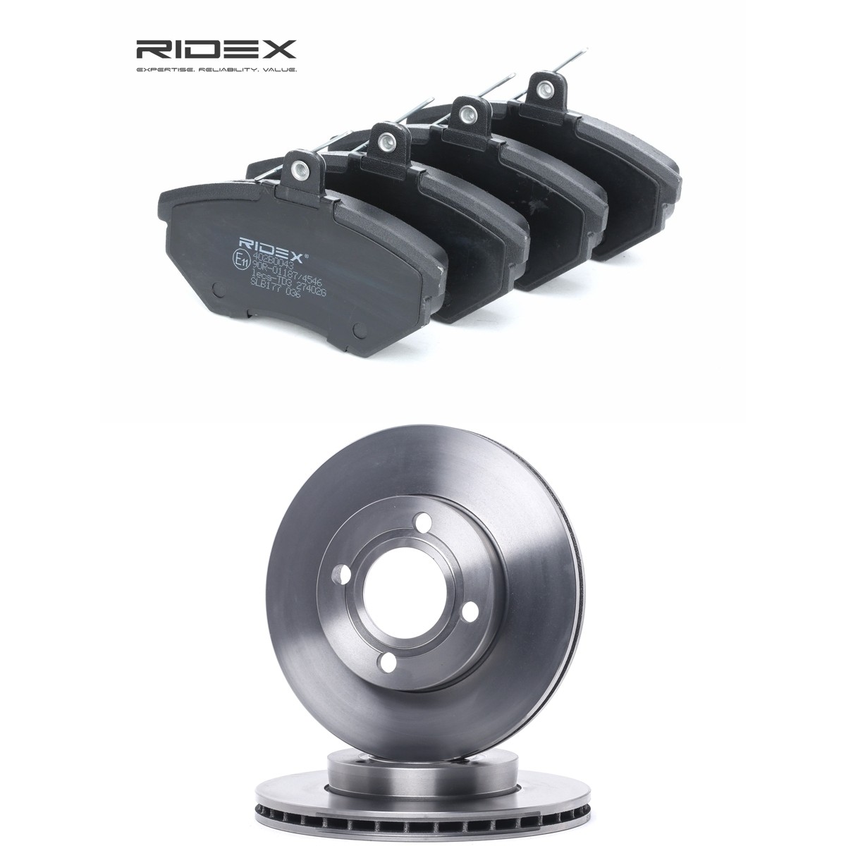 RIDEX 3405B2548: Bremseskiver og klodser foraksel, Ø: 257mm, indvendigt ventileret