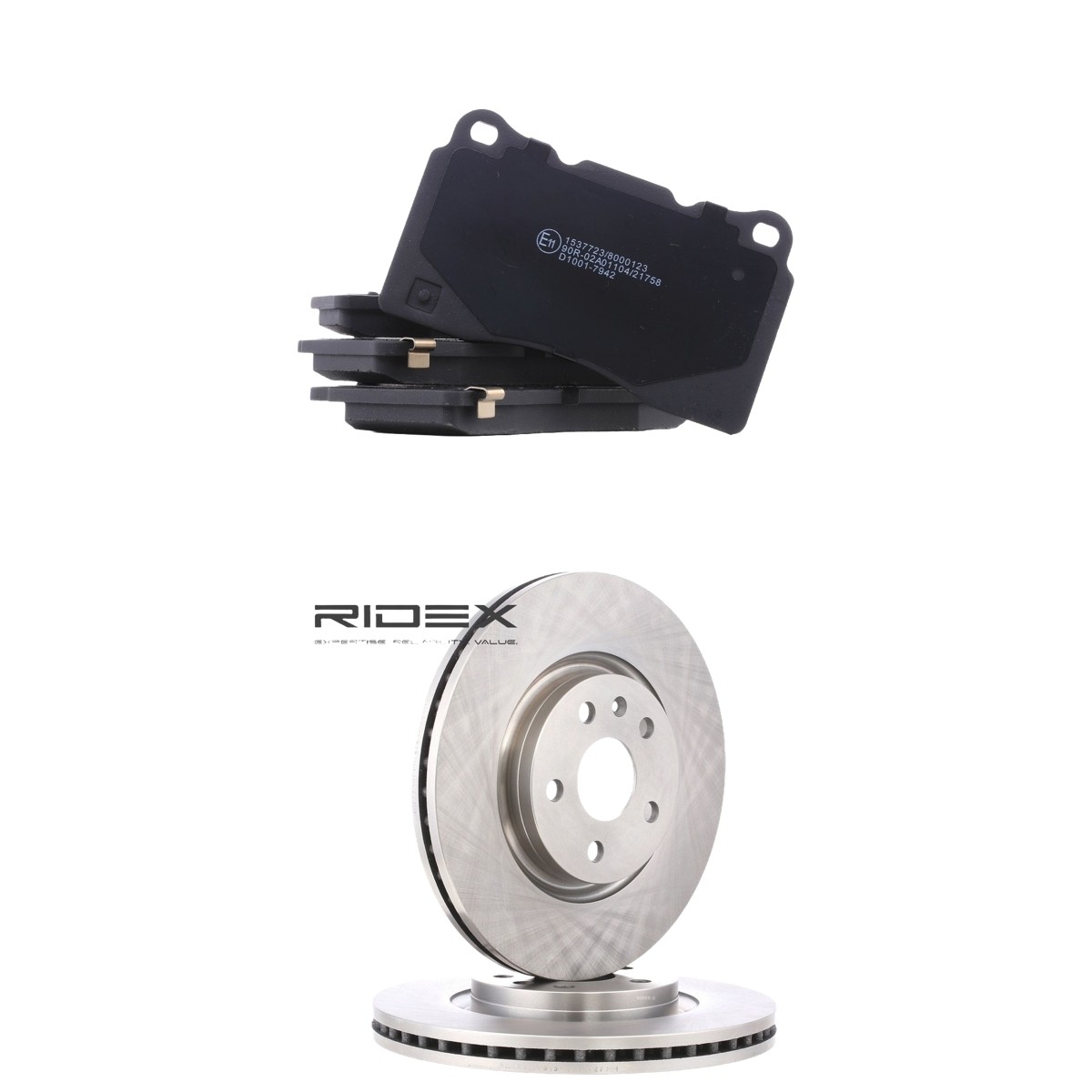 RIDEX 3405B2643: Kit de discos de freno y pastillas Eje delantero, Ø: 337,0mm, ventilado