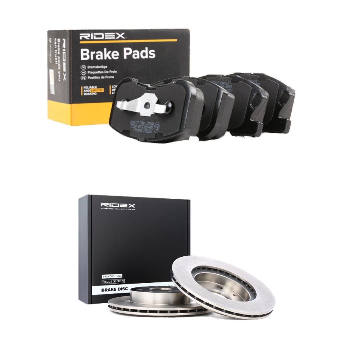 RIDEX 3405B2754: Kit de discos de freno y pastillas Eje delantero, Ø: 234,0mm, ventilación interna