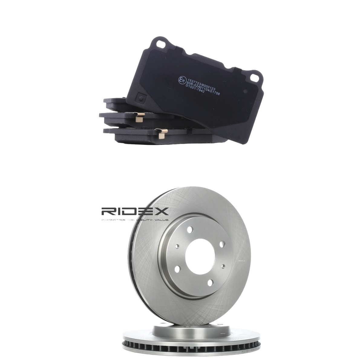 RIDEX 3405B3220: Remschijven en blokken Vooras, Ø: 276,0mm, interne ventilatie