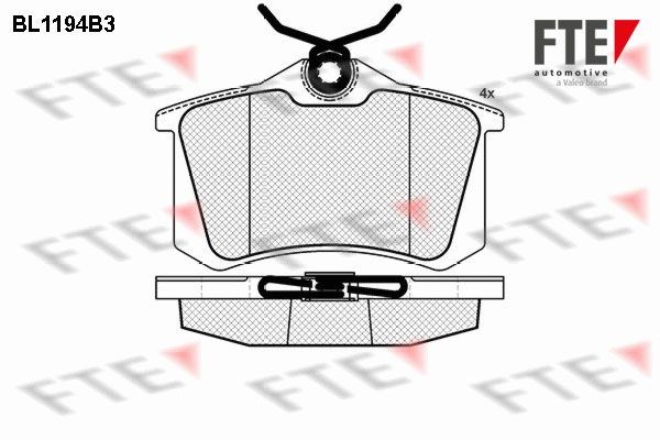 FTE 9010054: Plaquettes de frein Essieu arrière, sans vis/boulons