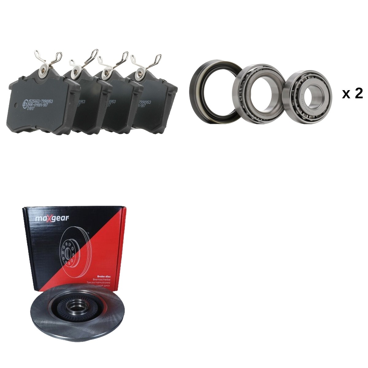 RIDEX 3405B3383: Bremžu komplekts, Disku bremzes Aizmugurējais tilts, Ø: 245mm, pilnīgi, ar gultni, ar ABS devēja gredzenu