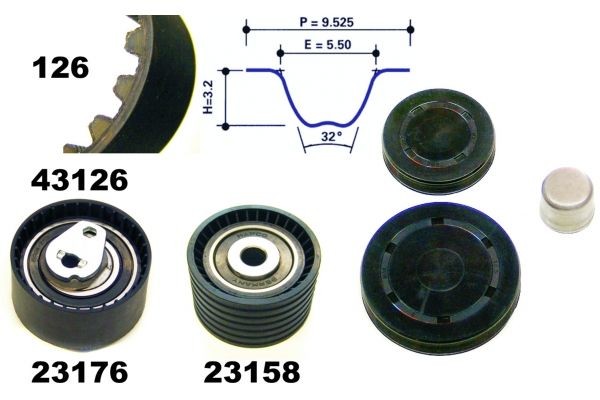 MAPCO 23126: Kit de correa de distribución usable en vehículos con corriente de carga de alternador: 126