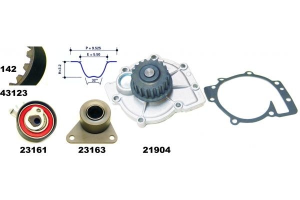 MAPCO 41123: Kit cinghia distribuzione, pompa acqua