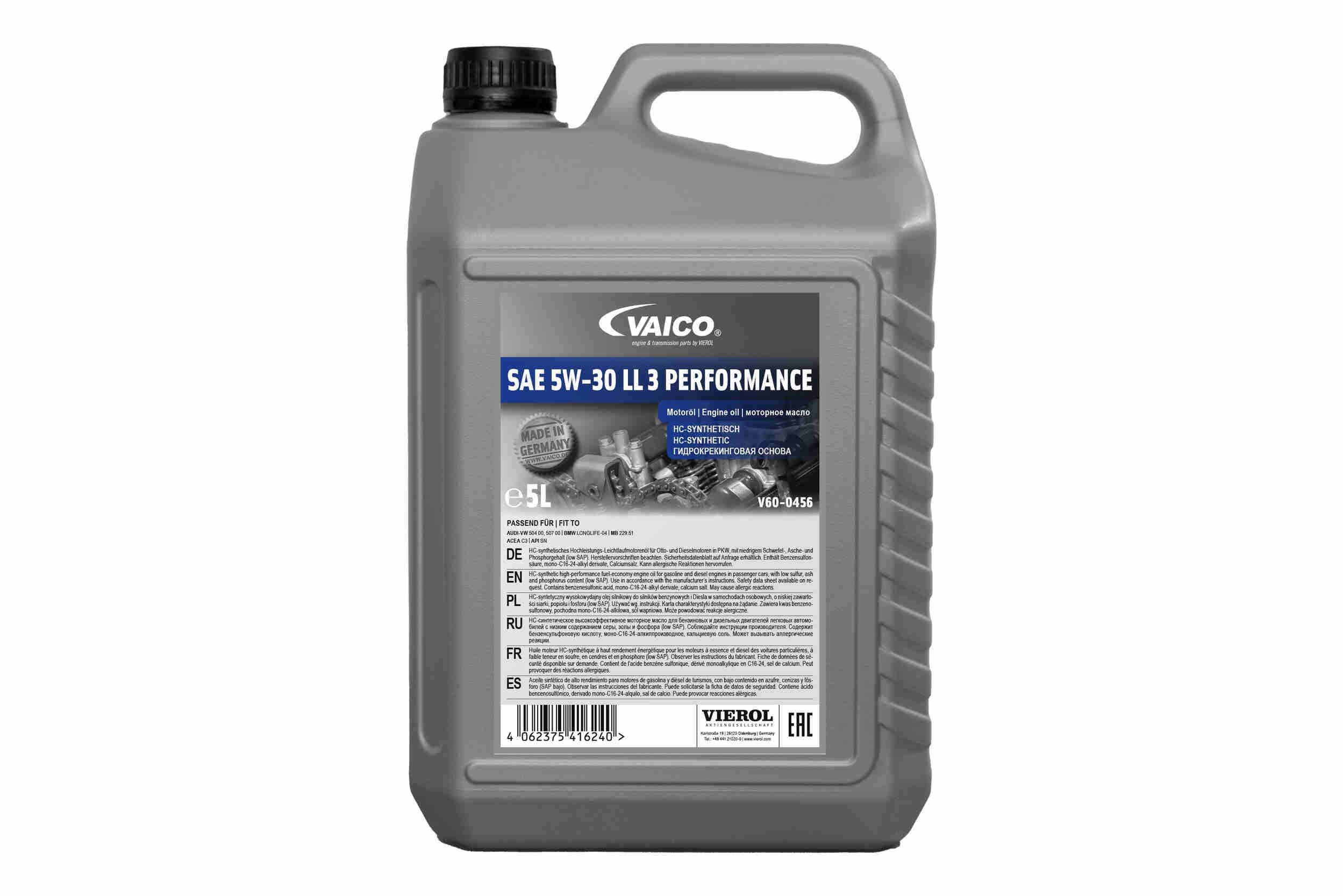 VAICO V60-0456: Huile moteur Green Mobility Parts 5I, 5W-30 LL 3 Performance