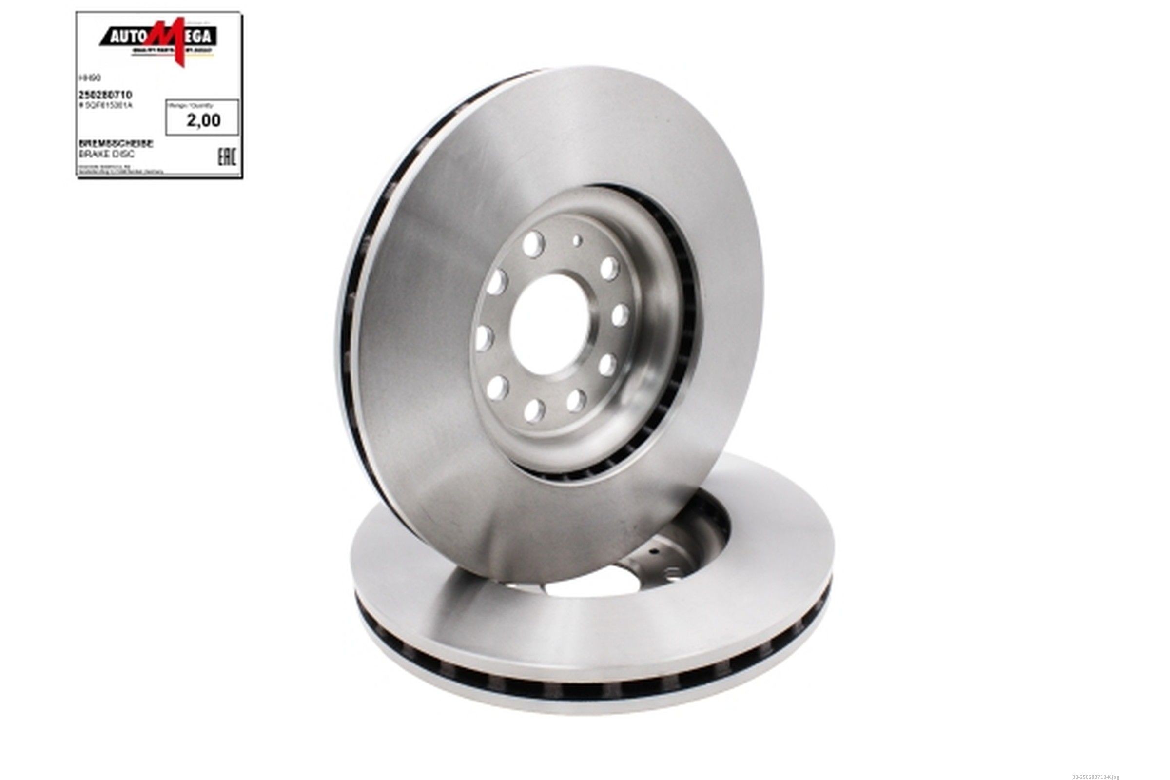 AUTOMEGA 250280710: Bremseskive Ø: 314mm, ventileret, Ø: 314mm