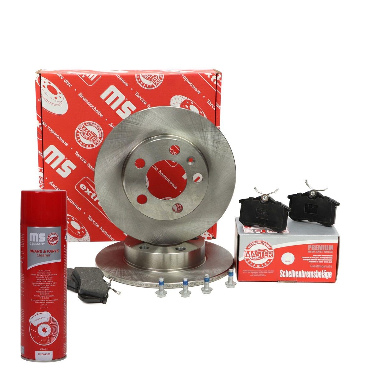 MASTER-SPORT 200901231P: Zestaw do hamulców, hamulce tarczowe PROMO Oś tylna, Ø: 230[mm], pełny, z podkładką wytłumiającą
