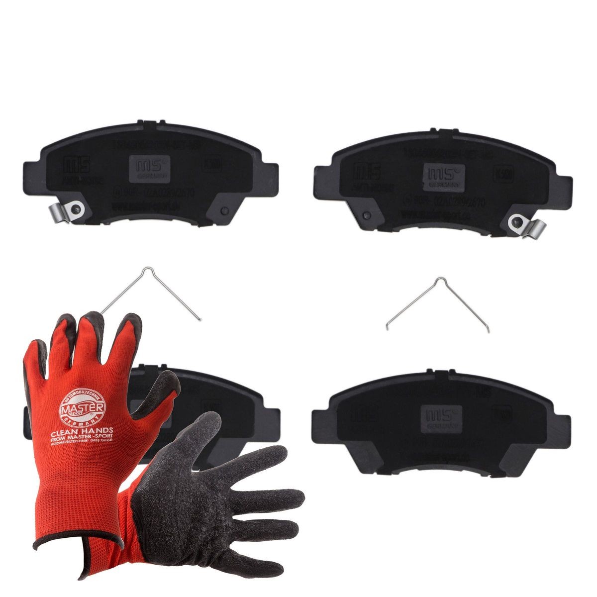 MASTER-SPORT 13046056202N-SET-MSP: Bromsbelägg PROMO framaxel, Anti-skrik-plåt