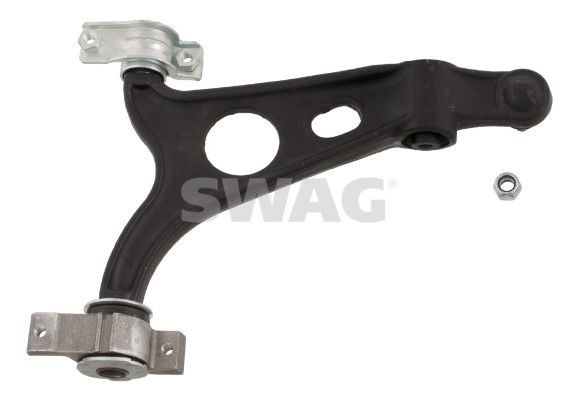 SWAG 74 73 0008: Tukivarsi Etuakseli, oikea, Alla, Teräsvalu, Pidikkeellä, kumilaakereilla, lukkomutterilla, Alapallo-/pallonivelellä
