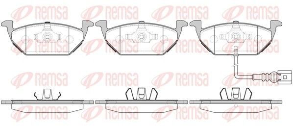 REMSA 0633.31: Bremsbeläge Vorderachse, mit Zubehör, mit Feder, mit Klebefolie