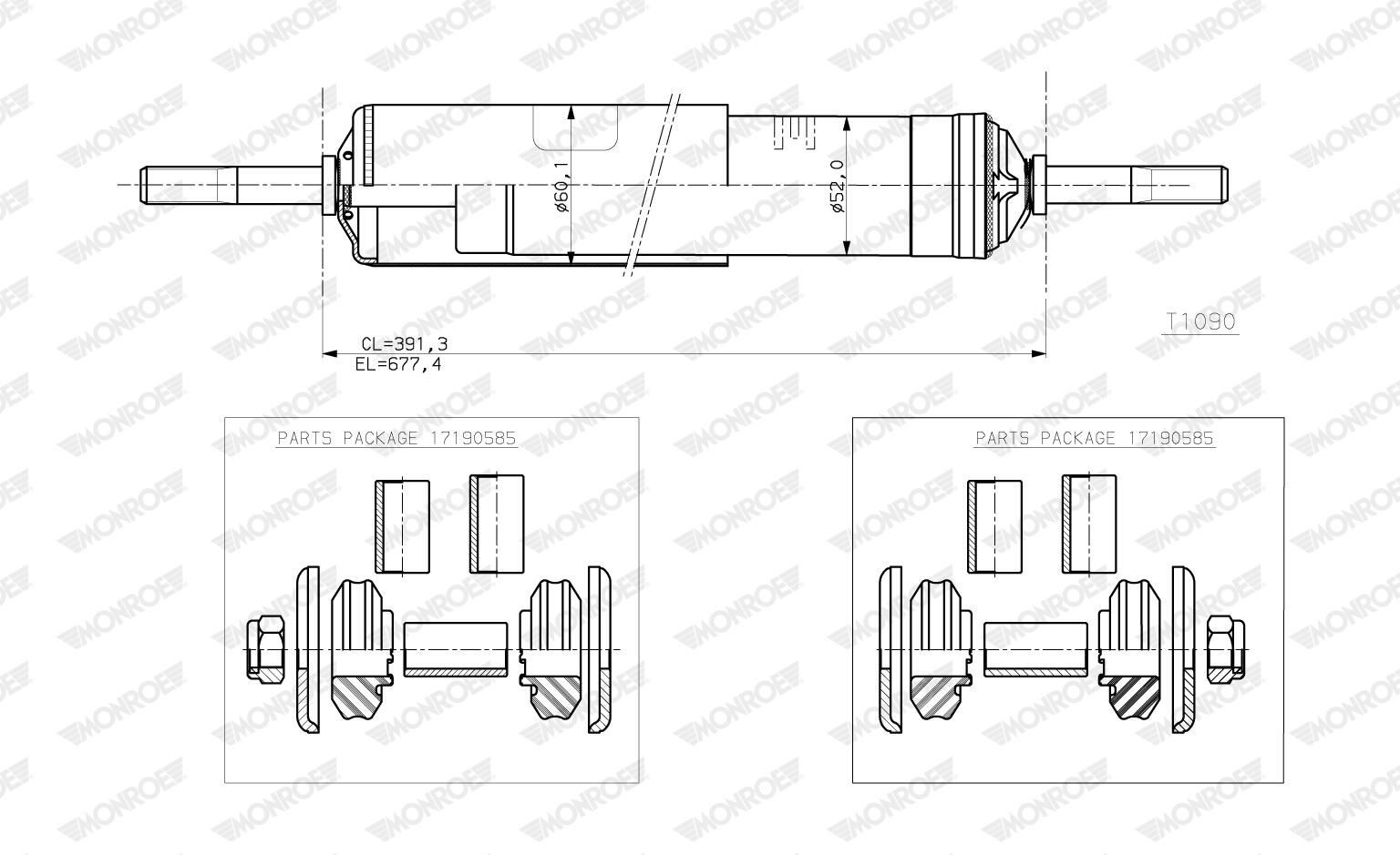 MONROE T1090: Tlumič MONROE MAGNUM Axle Tlak oleje, Teleskopický tlumič