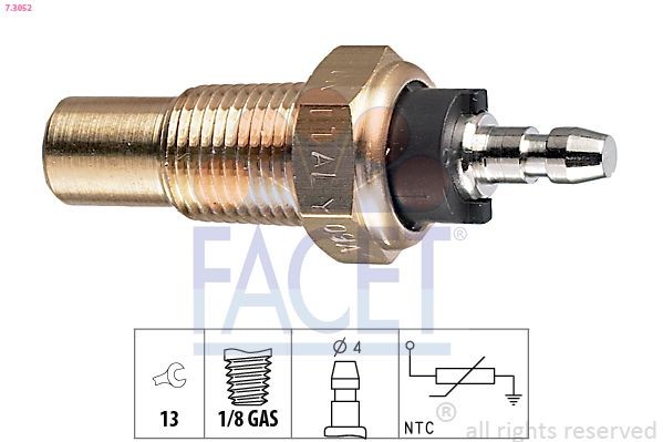 FACET 7.3052: Senzor, temperatura lichid de racire 1/8 GAS, Made in Italy - OE Equivalent