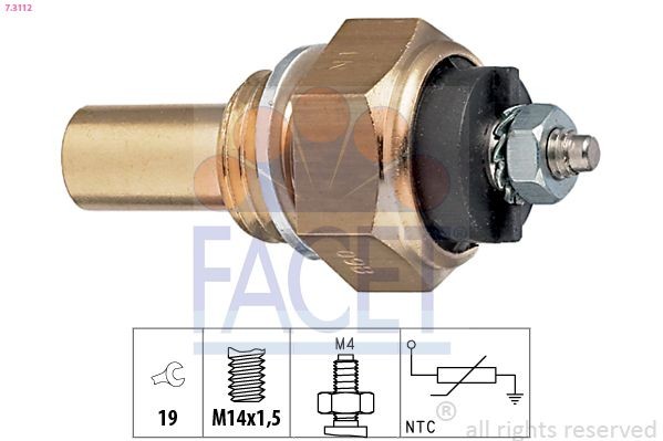 FACET 7.3112: Senzor, temperatura lichid de racire M14x1,5, Made in Italy - OE Equivalent