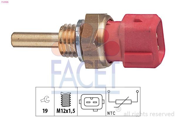 FACET 7.3155: Senzor, temperatura lichid de racire Made in Italy - OE Equivalent