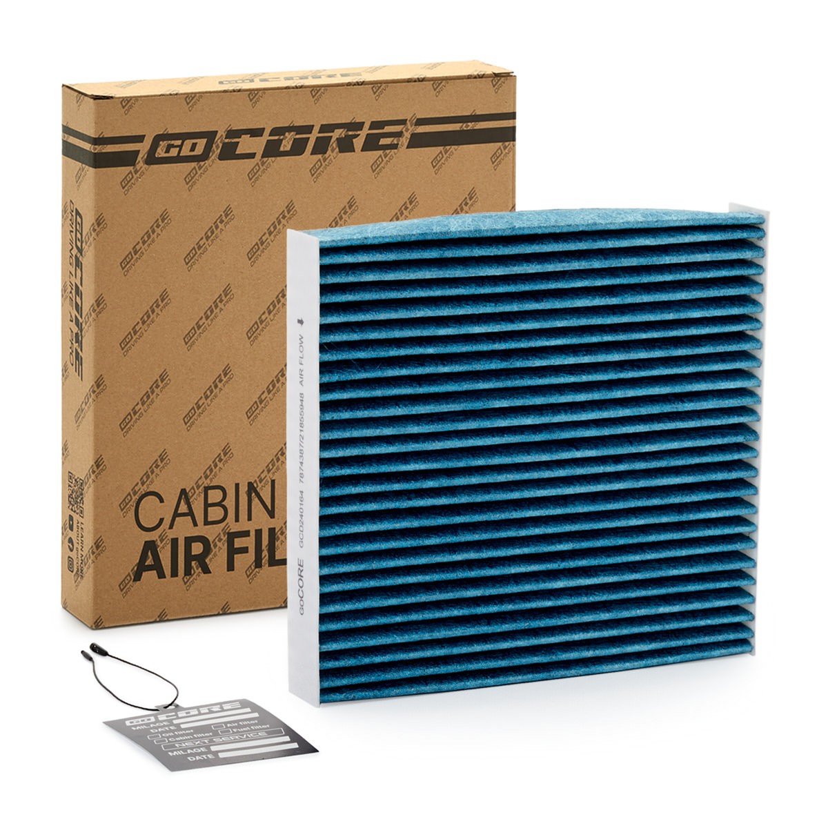 goCORE GCD240164: Filtrs, Salona telpas gaiss ar antialerģisku iedarbību, ar antibakteriālu efektu, Smalko daļiņu gaisa filtrs (PM 2.5), Suspendēto vielu filtrs (HEPA), Aktivētās ogles filtrs