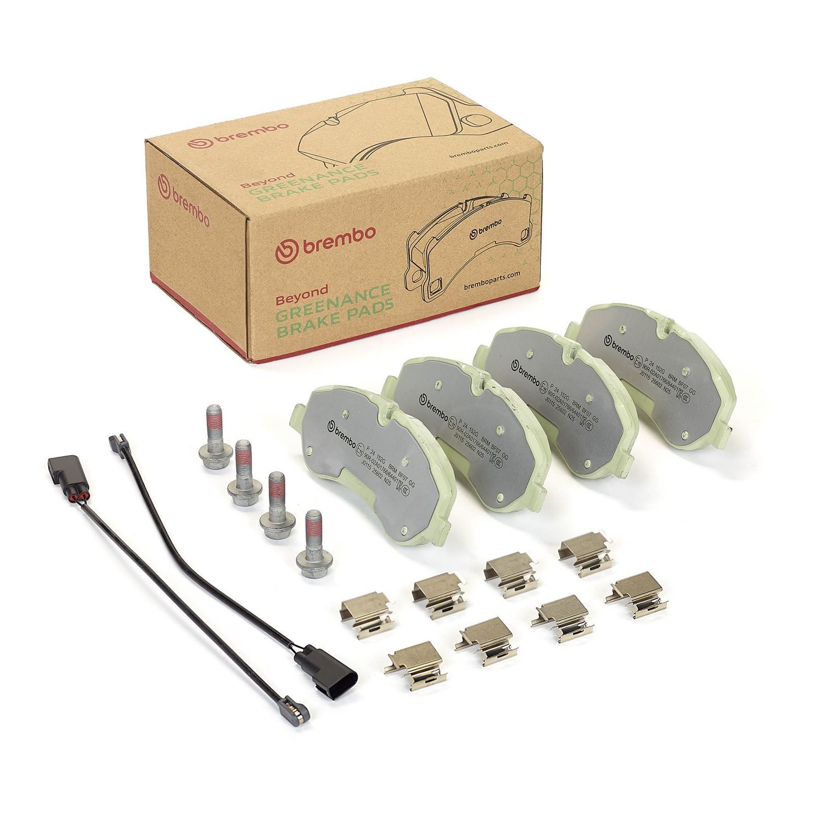 BREMBO P 24 152G: Remblokken BEYOND LINE - Greenance Met toebehoren, Met remzadelschroef, Met anti-kreukplaat