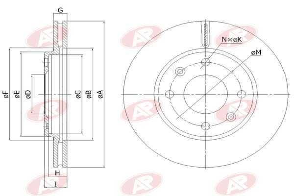 AP-SA P1171V: Féktárcsa elsőtengely, Ø: 247mm, Szellőztetett, Ø: 247mm