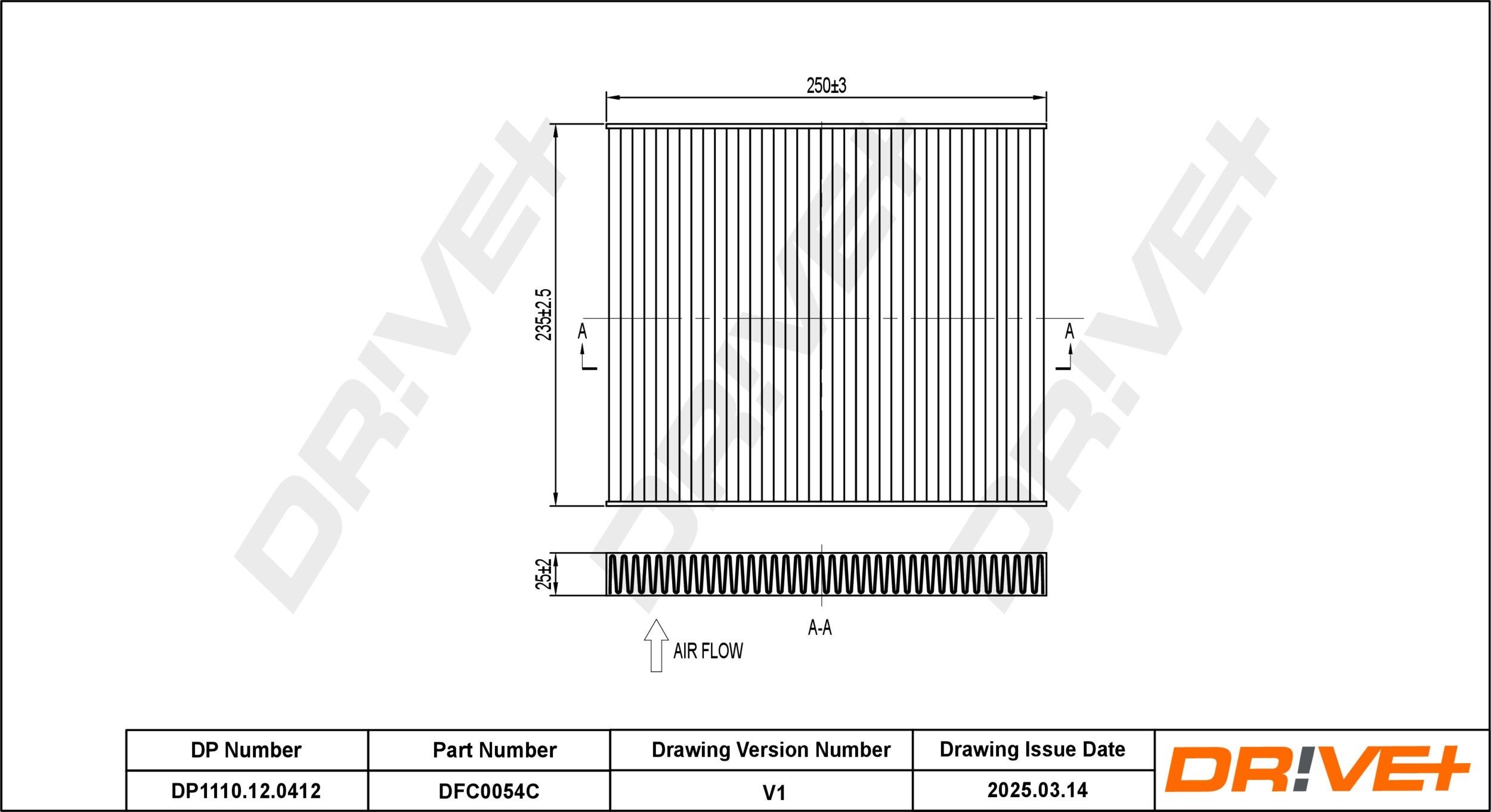 Dr!ve+ DP1110.12.0412: Szűrő, utastér levegő aktívszén szűrő