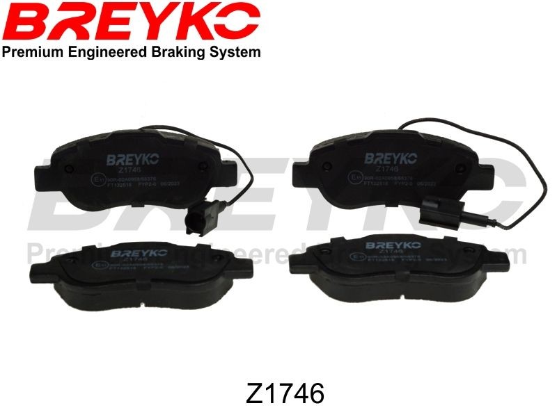 DAVID VASCO Z1746: Bromsbelägg BREYKO framaxel, med distansbrickor