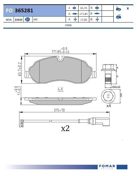 FOMAR Friction FO 365281: Remblokken