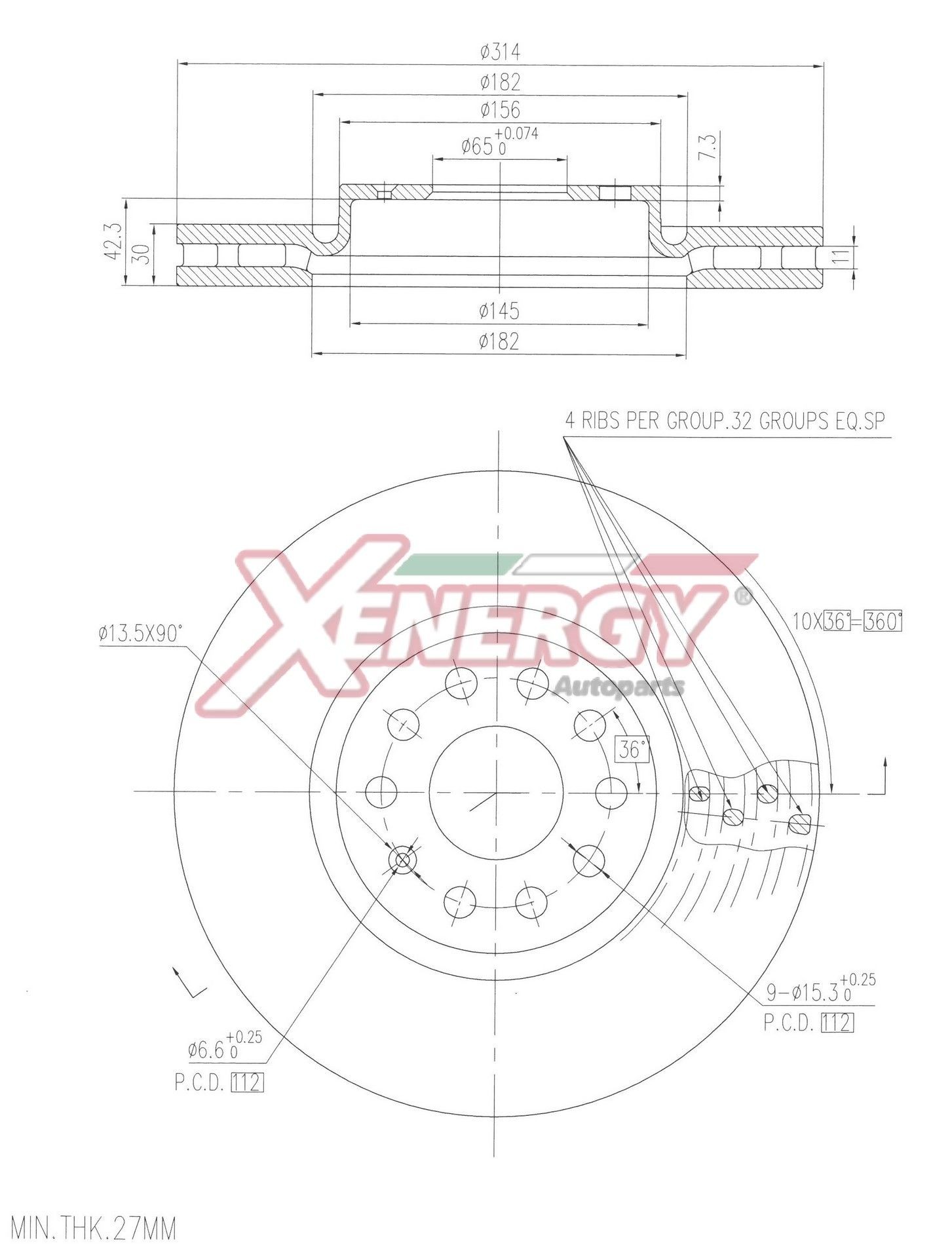 AP XENERGY X602956: Bremžu diski Ø: 314mm, ventilējams, Ø: 314mm