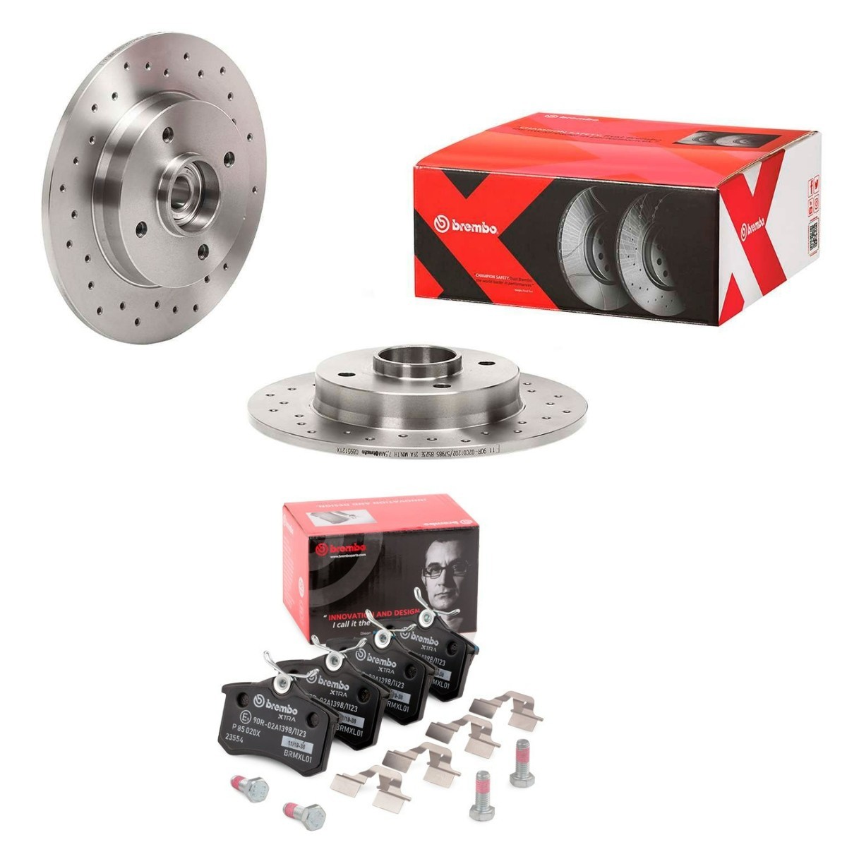 BREMBO BRB3405N0113: Kit de discos de freno y pastillas Ø: 249mm, macizo, perforado Xtra