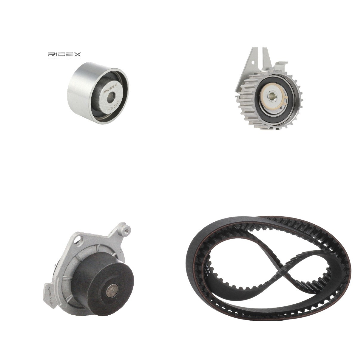 RIDEX 3096W0726: Bomba de agua + kit de correa de distribución con bomba de agua