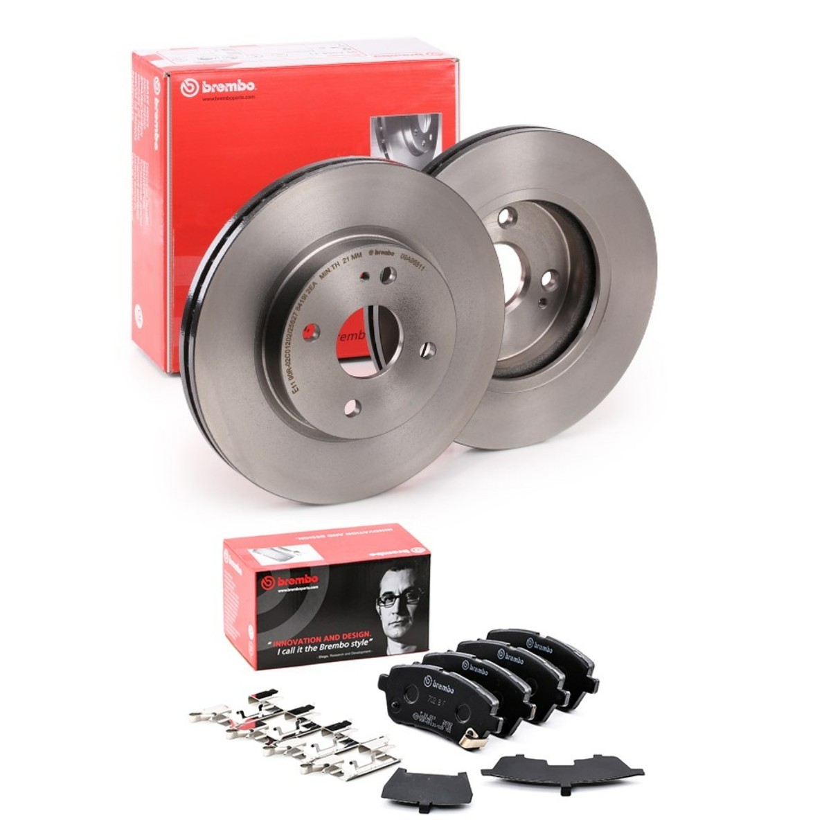 BREMBO BRB3405N0422: Bremseskiver og klodser Ø: 258mm, indvendigt ventileret Prime