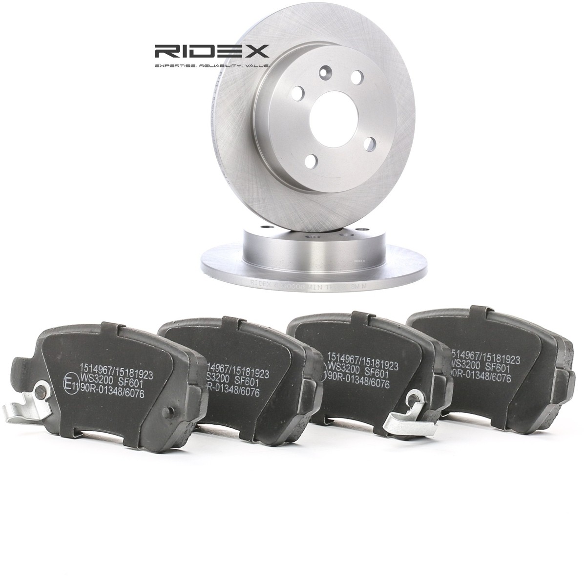 RIDEX 3405B3395: Bromssats, skivbroms Bakaxel, Ø: 240mm, full, Anti-skrik-plåt