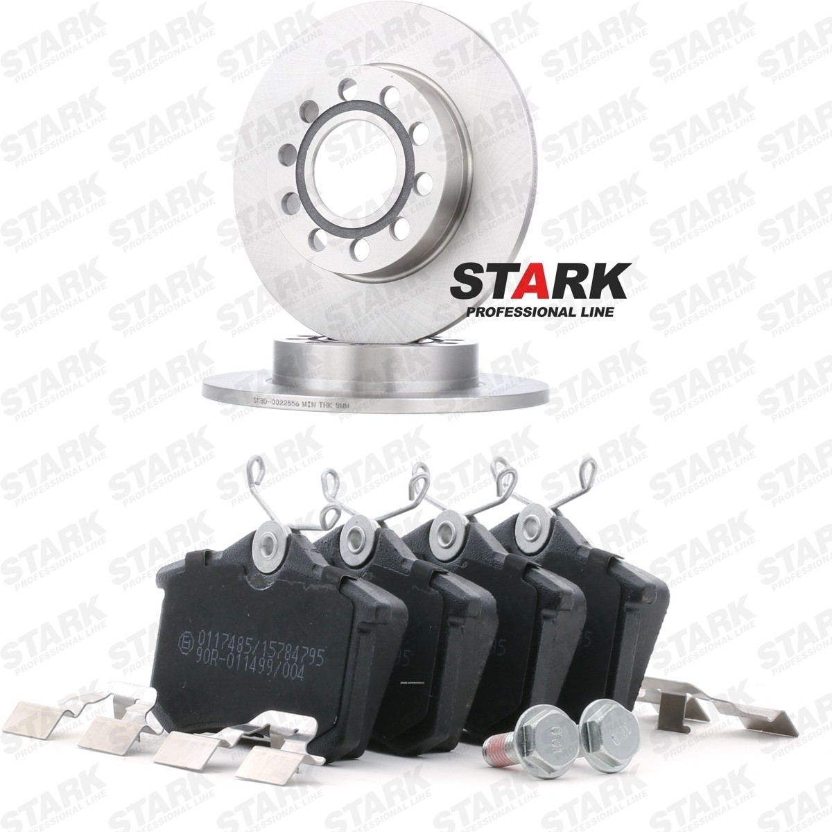 STARK SKBK-10993408: Kit de discos de freno y pastillas Eje trasero, Ø: 245mm, macizo