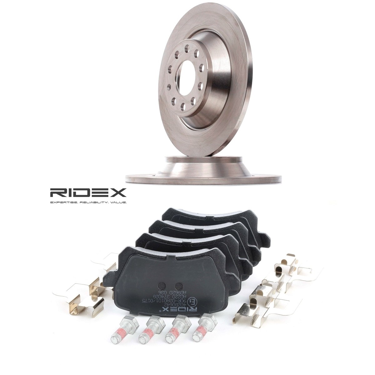 RIDEX 3405B3412: Jarrupalasarja, levyjarru Taka-akseli, Ø: 302mm, täysi, Huudonvaimennuspellillä