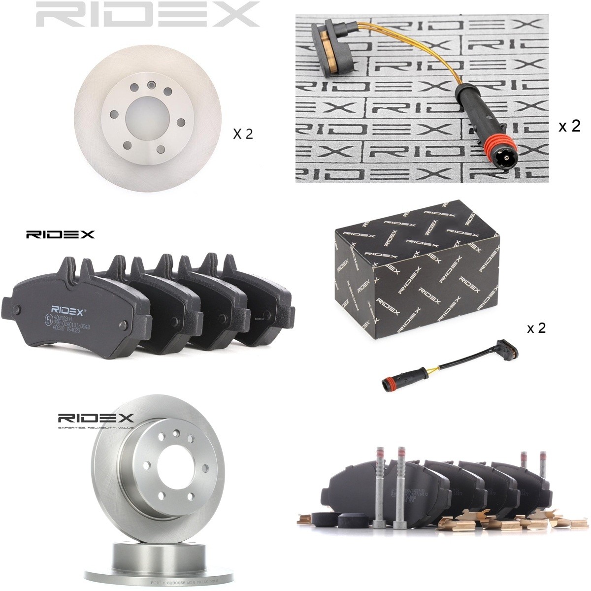 RIDEX 3405B3434: Bremžu komplekts, Disku bremzes Priekšējais tilts, Aizmugurējais tilts, Ø: 300, 298mm, ventilējams, pilnīgi