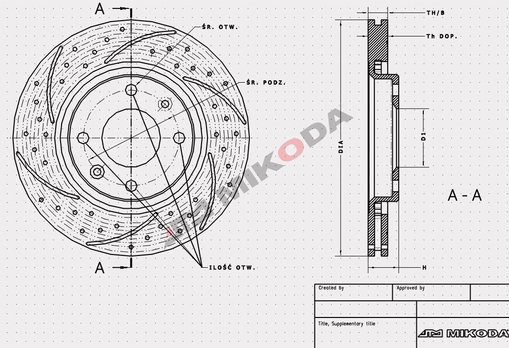 MIKODA 1144S: Bremžu diski Ø: 280mm, ar spraugām/caurumiem, Ø: 280mm GT
