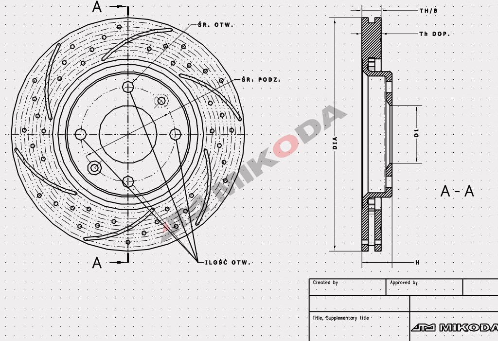 MIKODA 1440S: Féktárcsa Ø: 295mm, réselt/lyuggatott, Ø: 295mm GT