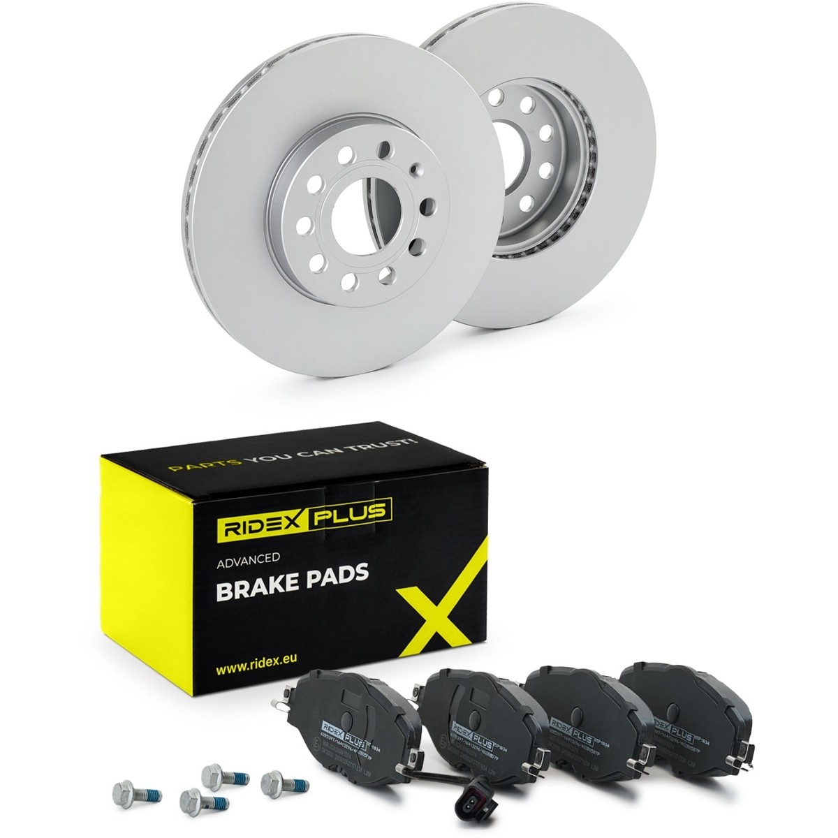 RIDEX PLUS 3405B0416P: Bremžu komplekts, Disku bremzes Priekšējais tilts, Ø: 288mm, ventilējams