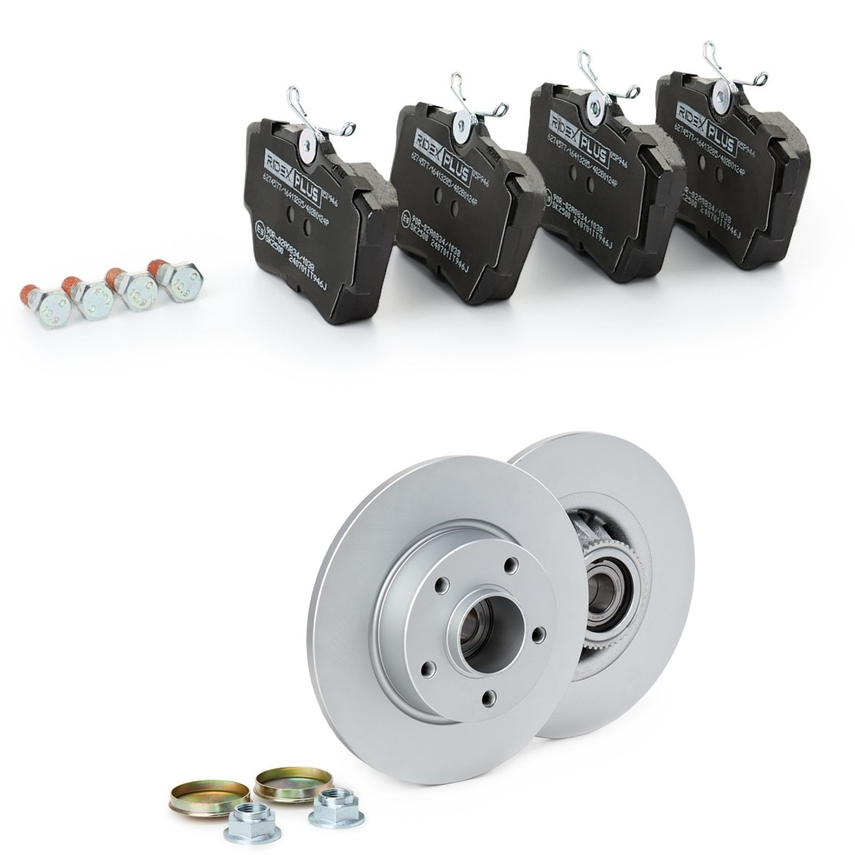 RIDEX PLUS 3405B0174P: Bremžu komplekts, Disku bremzes Aizmugurējais tilts, Ø: 280mm, pilnīgi, ar ABS devēja gredzenu, ar riteņa rumbas gultņu komplektu