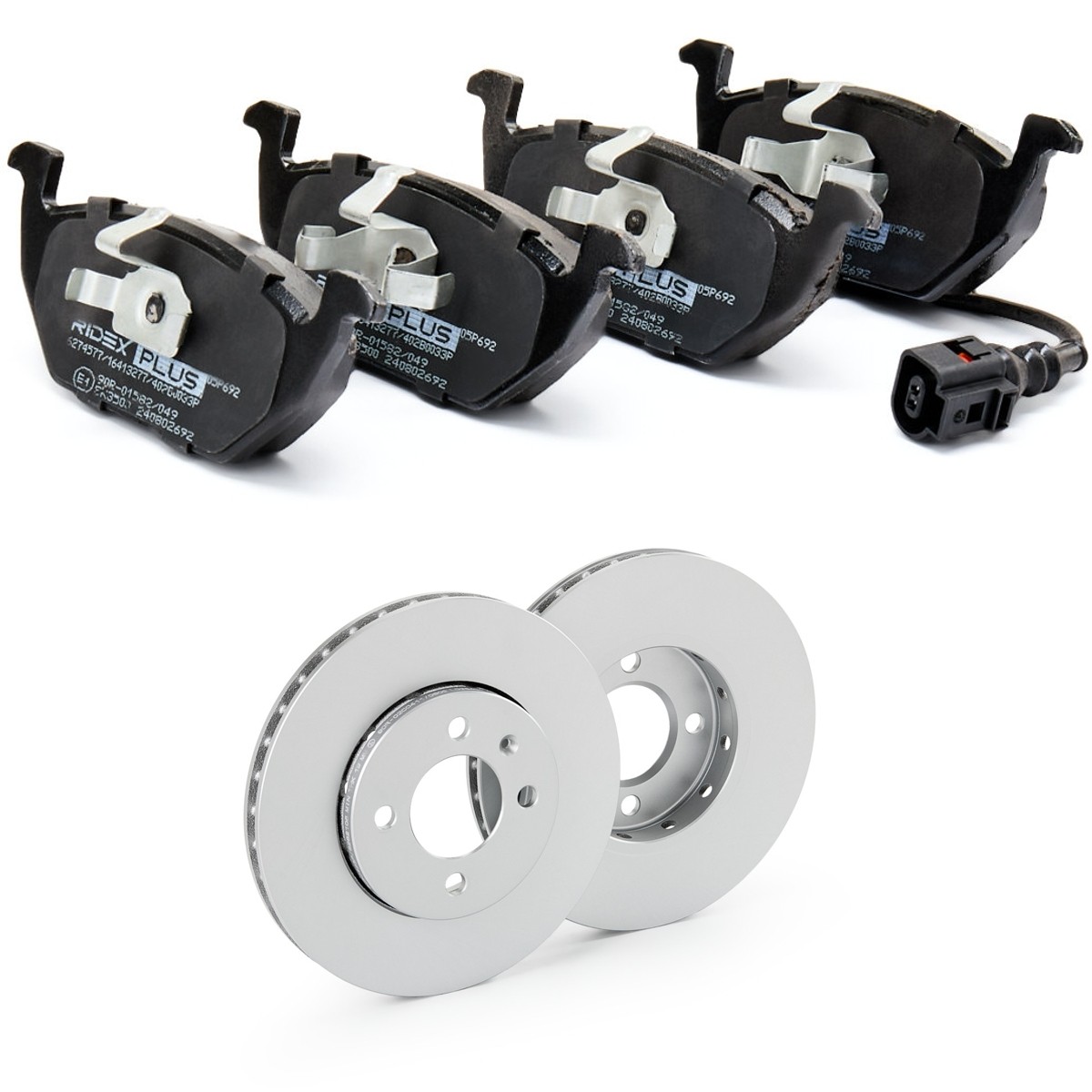 RIDEX PLUS 3405B0401P: Pidurikomplekt, ketaspidur Esisild, Ø: 256mm, õhutusega, koos piduriklotsidega