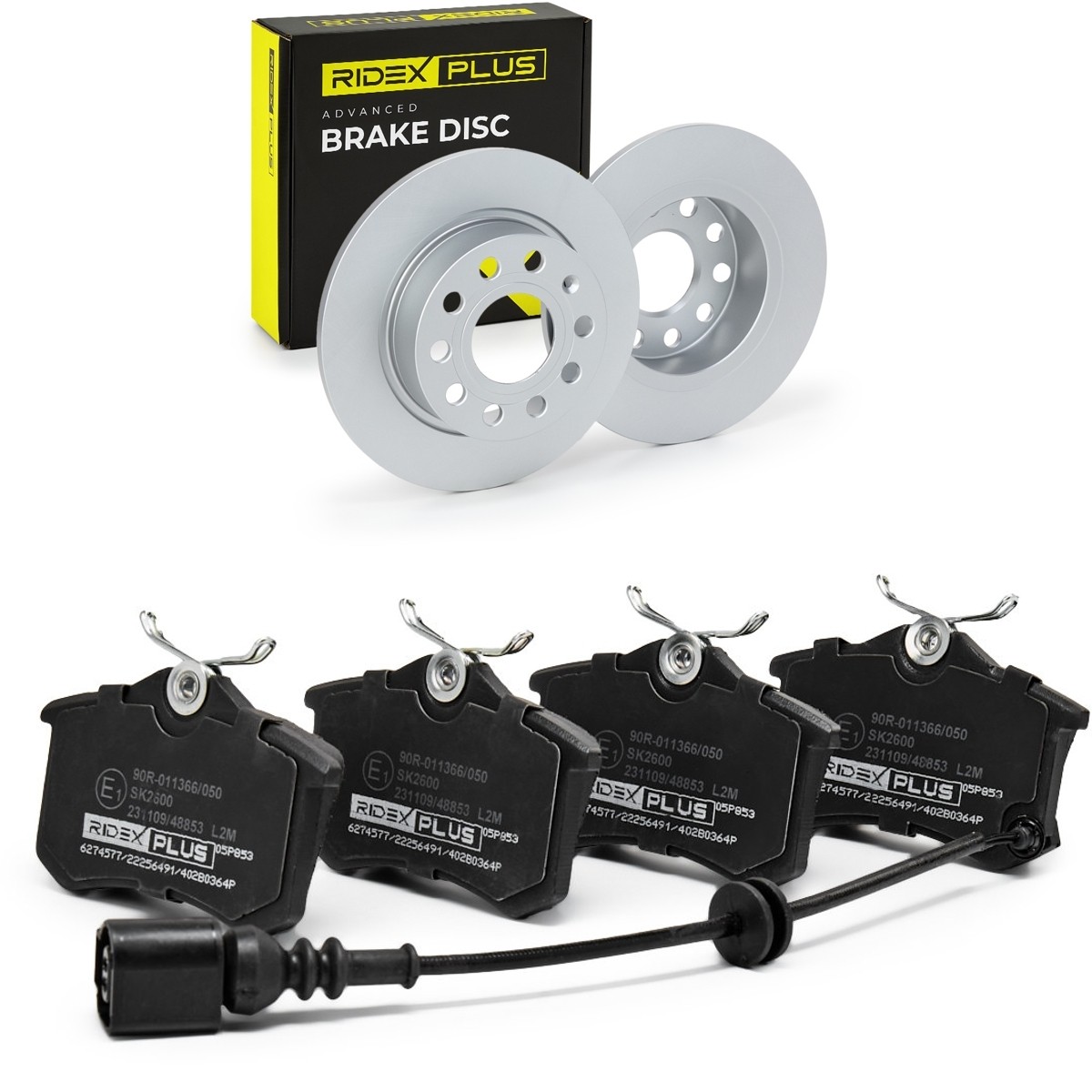 RIDEX PLUS 3405B0344P: Bremseskiver og klodser bagaksel, Ø: 255mm, fuldstændigt