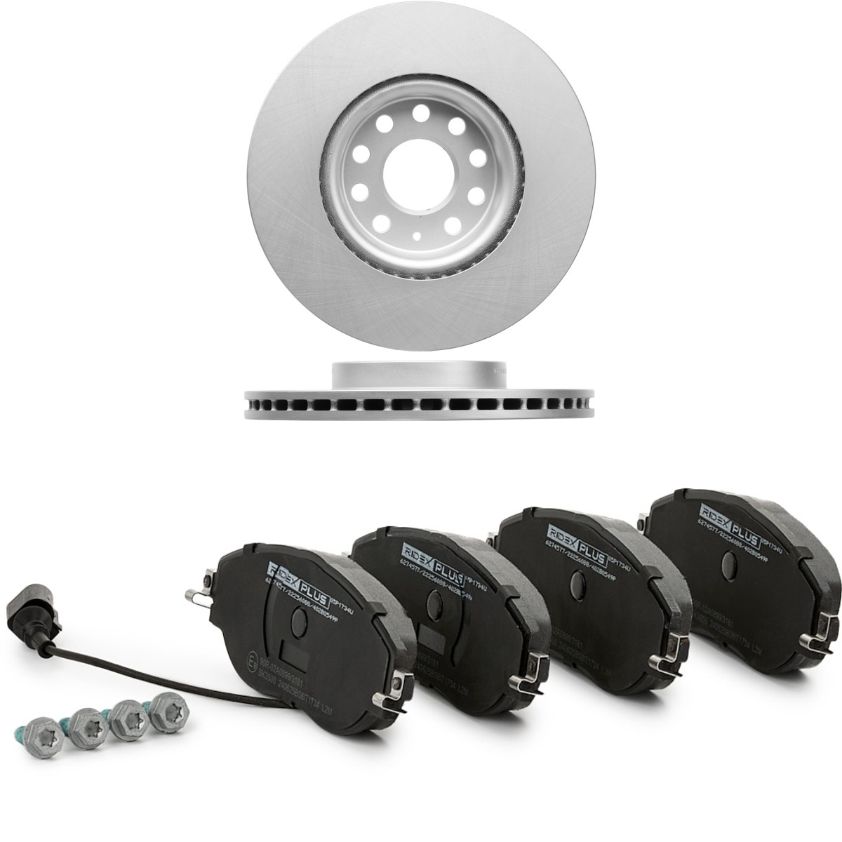 RIDEX PLUS 3405B1094P: Bromssats, skivbroms framaxel, Ø: 312,0mm, ventilerad, med skruvar