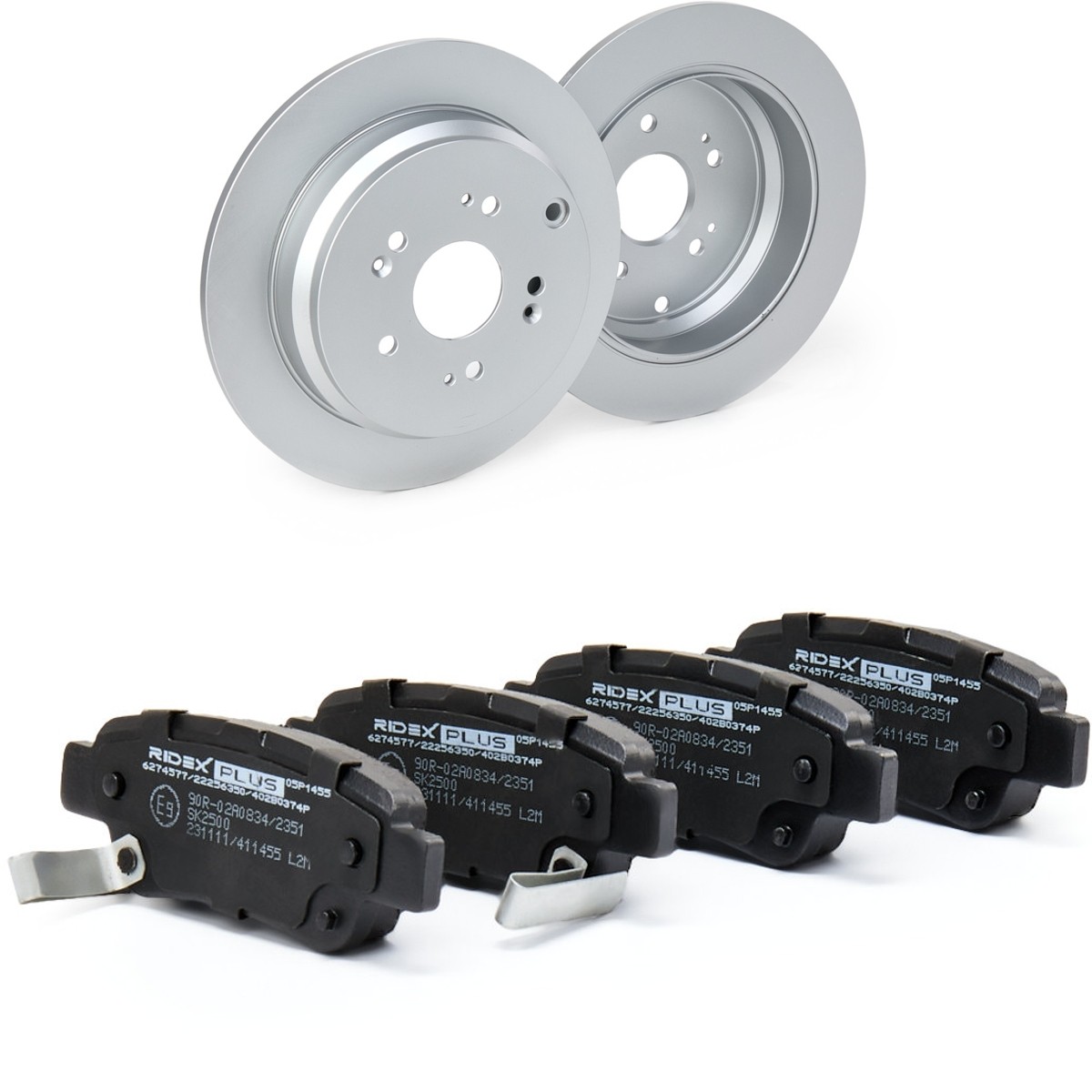 RIDEX PLUS 3405B1507P: Disques et plaquettes de freins Essieu arrière, Ø: 302mm, plein