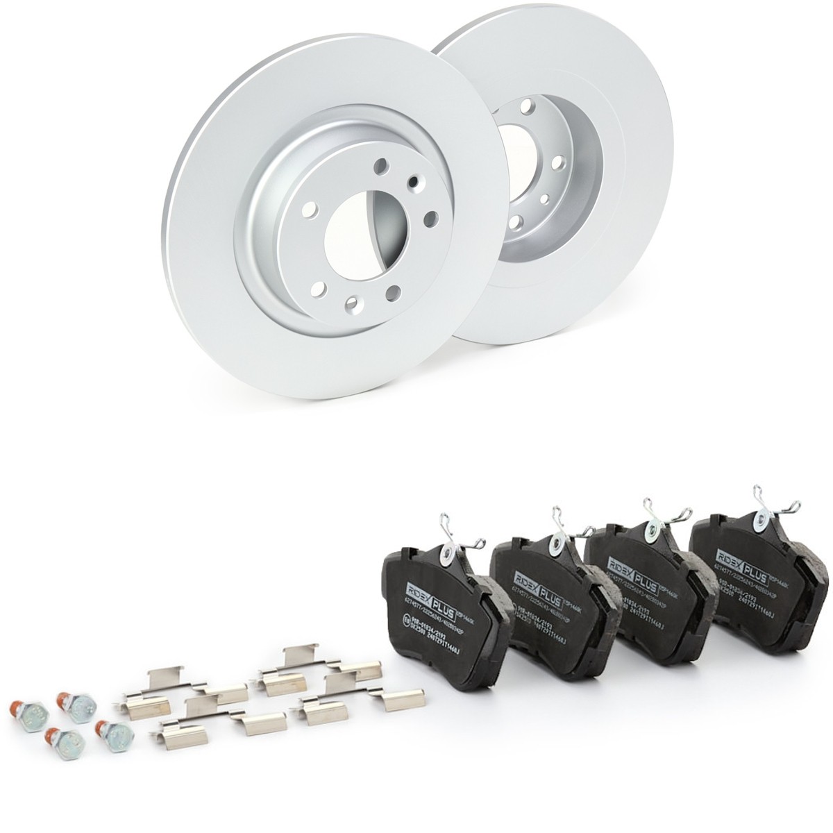 RIDEX PLUS 3405B1186P: Remschijven en blokken Achteras, Ø: 289,8mm, volledig, Met anti-kreukplaat