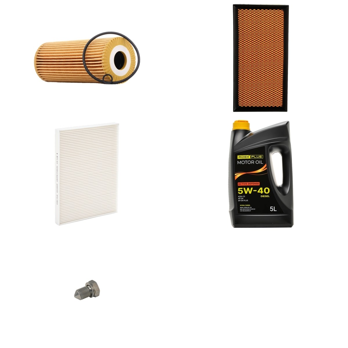 RIDEX PLUS 100374T0241P: Комплект филтър и моторно масло