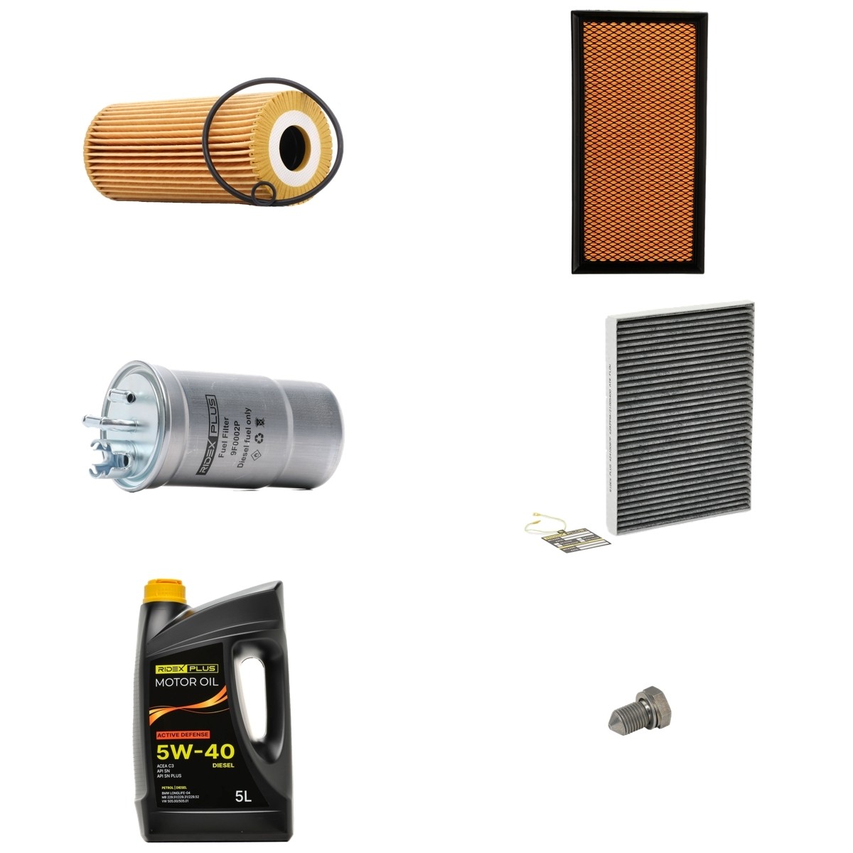 RIDEX PLUS 100374T0244P: Filterset met motorolie