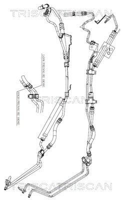 TRISCAN 8516 16038: Хидравличен маркуч, кормилно управление от хидравлична помпа към кормилна кутия, от рейката до резервоара