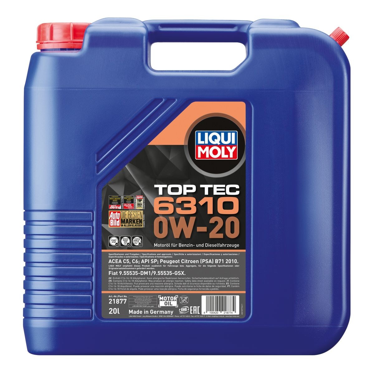 LIQUI MOLY 21877: Motorový olej Top Tec 6310 0W-20 20l, 0W-20 Top Tec, 6310