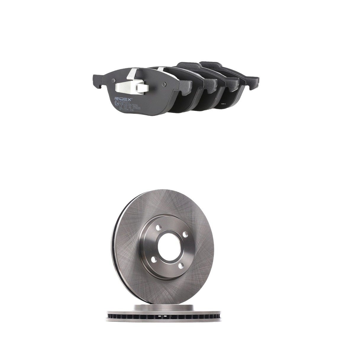 RIDEX 3405B3512: Bremžu komplekts, Disku bremzes Priekšējais tilts, Ø: 278mm, ventilējams, ar bremžu uzlikām