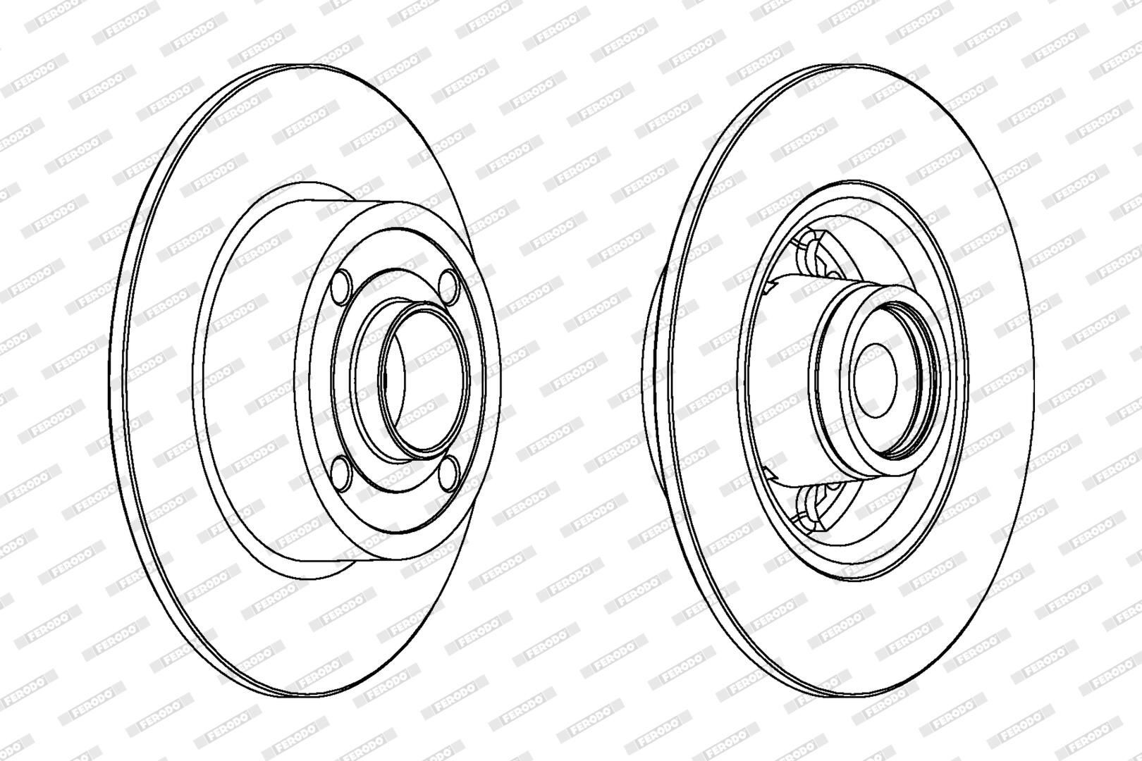 FERODO DDF1571C-1: Remschijf PREMIER Ø: 240mm, volledig, Ø: 240mm, Gecoat, Met ABS sensorring, Met wiellager