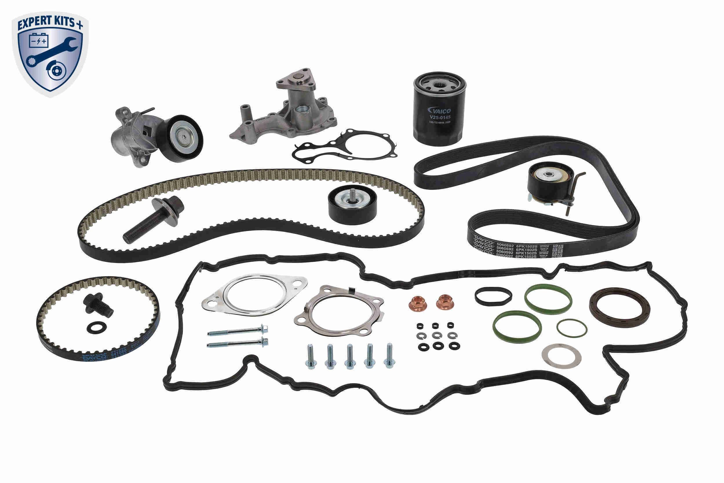 VAICO V25-3224: Fogasszíj készlet EXPERT KITS + szimeringgel-főtengely, Feszítőkarral, feszítőgörgővel, tömítésekkel, forgattyústengely-szíjtárcsához való csavarokkal, csavarokkal